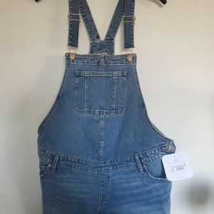 maternity denim overall shorts